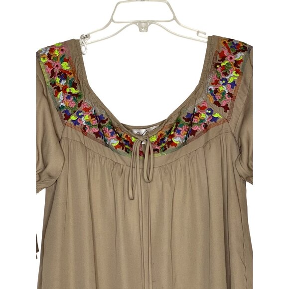 Boho Tunic Dress Bell Sleeves Embroidery Lined Size XS Va Va by Joy Han - Picture 2 of 15